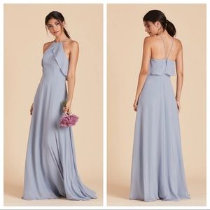 Birdy Grey Jules Full Length Chiffon Bridesmaid Dress in Dusty Blue